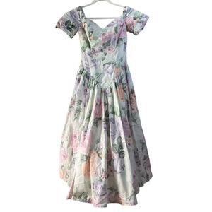0123 Loralie Original Floral Midi Dress Pastel Rose US 4